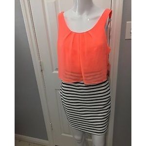 2/$25 🆕 Neon Coral/Striped Dress